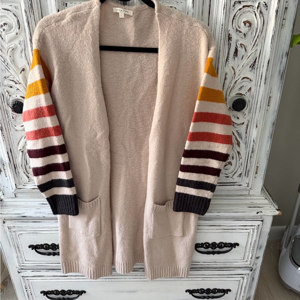 Striped Sleeve Open Front Cardigan from Vici